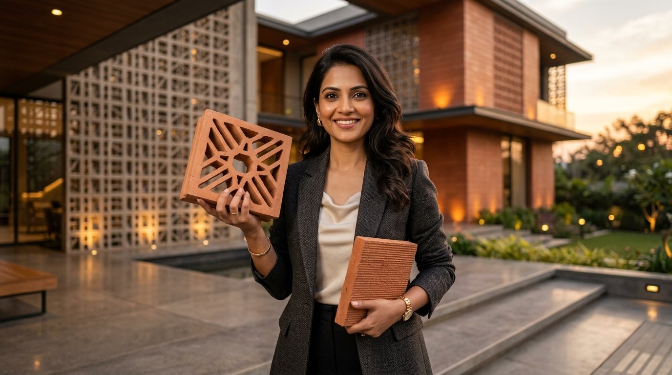 Architect Presenting Breeze Block & Terracotta Brick
