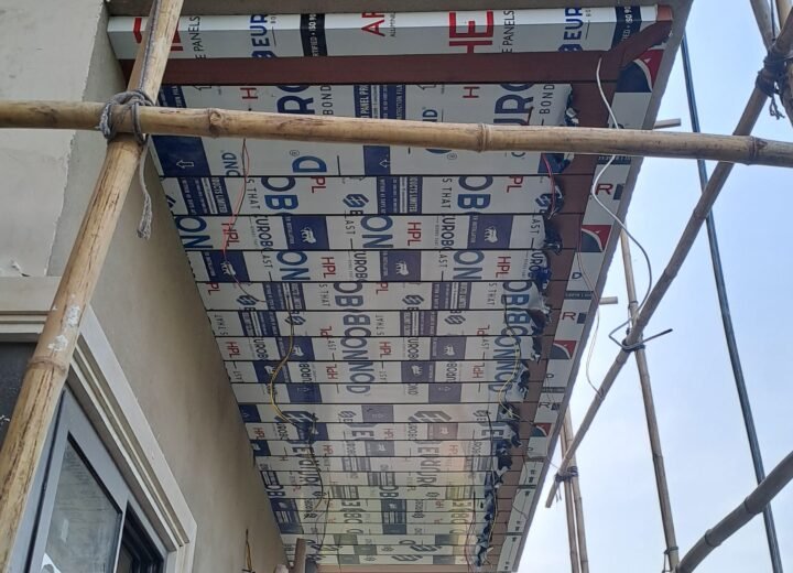 Residential HPL Sheet Exterior Ceiling Contractor Exterior cladding and ceiling installation contractor